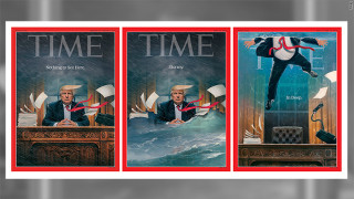 Тръмп в наводнен Овален кабинет на корицата на списание „Тайм”