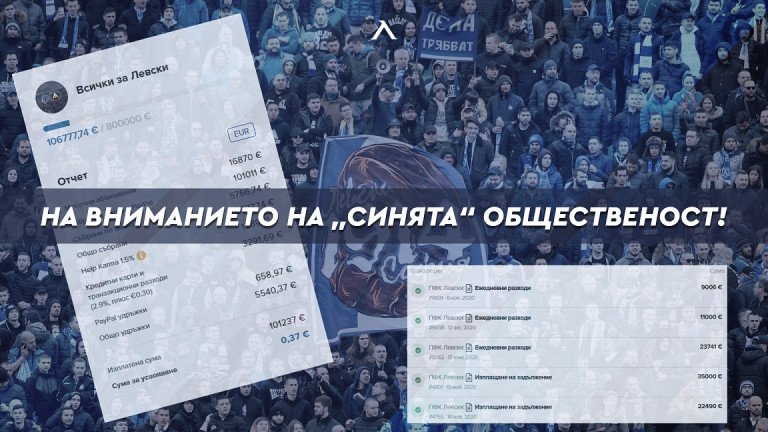 От Левски съобщават, че дарителската кампания в полза на клуба