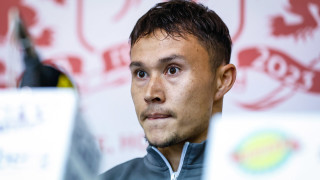 Халфът на ФК ЦСКА 1948 Парвиз Умарбаев говори пред журналистите