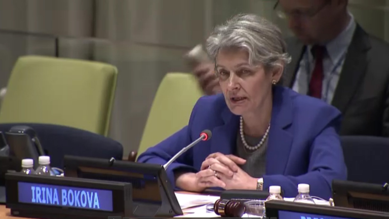 Идвам от малка, но горда страна, заяви Ирина Бокова в изложението си пред ООН