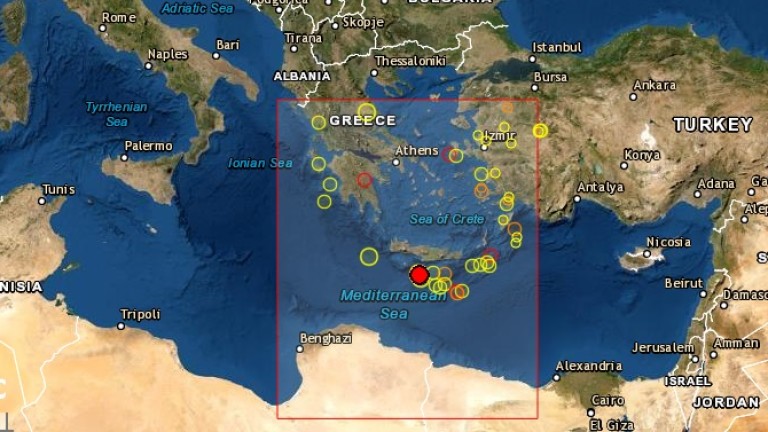 Земетресение с магнитуд 5,7 по Рихтер удари гръцкия остров Крит.