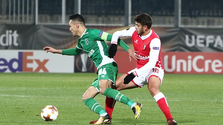 Лудогорец - Брага 1:1 (Развой на срещата по минути)