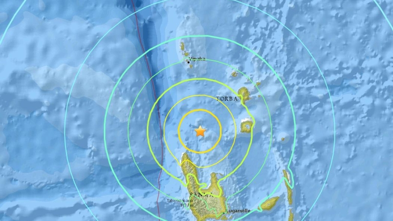 Земетресение с магнитуд 7,2 е регистрирано на бреговете на Вануату в Тихия океан