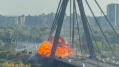 Русия удари Северния мост в Киев по време на визитата на Мерц
