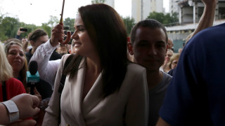 Литовският външен министър Линас Линкявичус разговаря със Светлана Тихановская съперник