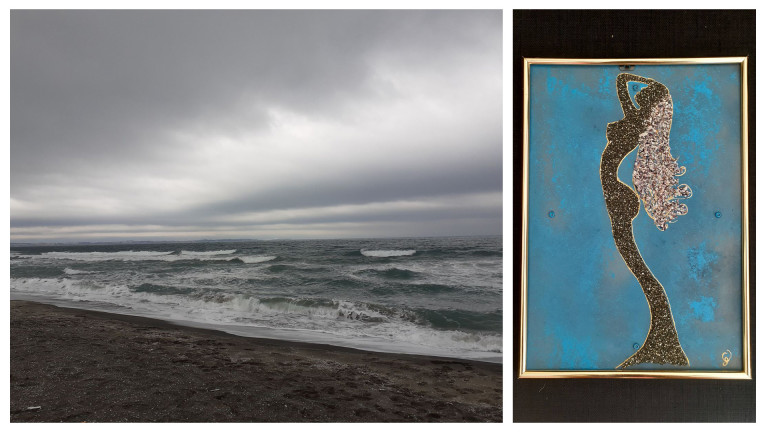 Плажът на Поморие през зимата и първата картина от пясък