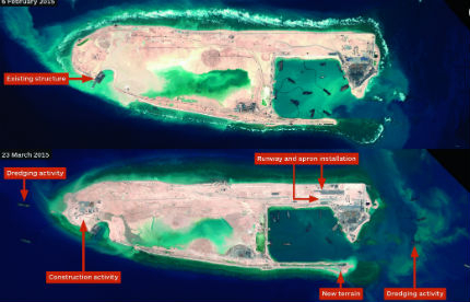 Китай напредва със строежа на самолетна писта на спорни острови