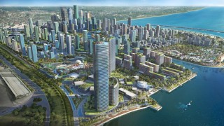 Строежът на чисто новия град Порт Сити в Шри Ланка