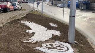 Емблемата на Пирин изгря на кръстовището при бул Димитър Солунски