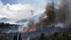 Два горски пожара бушуват край гръцката столица Атина, къщи са повредени