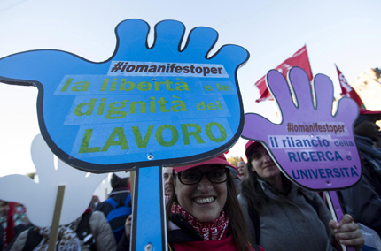 Италия на протест срещу трудови и финансови реформи