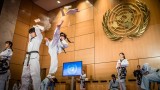  Слави Бинев и таекуондисти вилняха в централата на Организация на обединените нации 