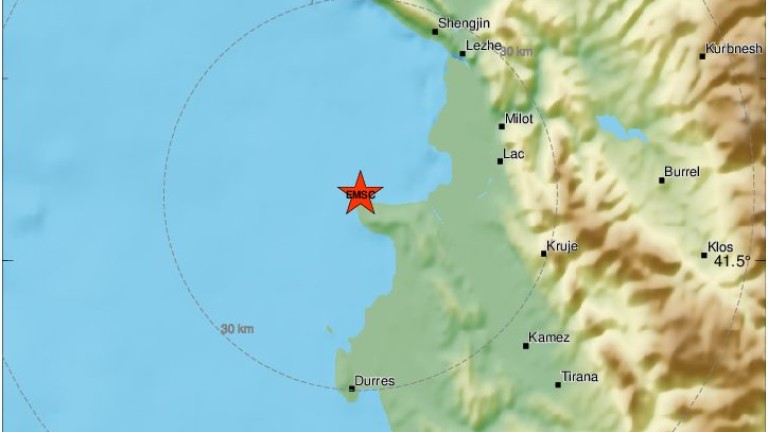 Вторично земетресение от 4,7 по Рихтер до крайбрежието на Албания