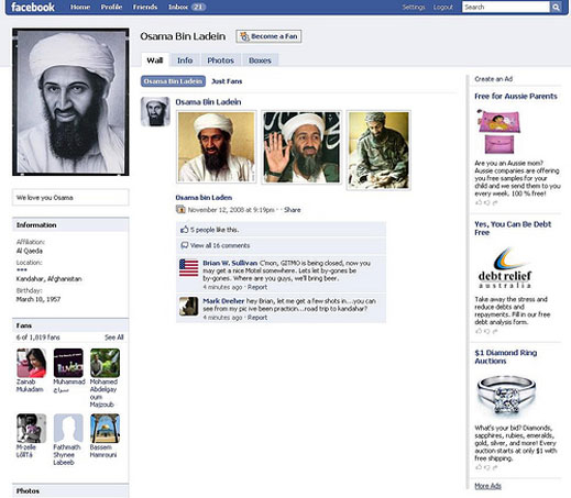 Facebook блокира "акаунта" нa Осама бин Ладен