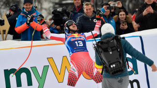 Двукратният олимпийски шампион Матиас Майер Австрия спечели спускането от Световната