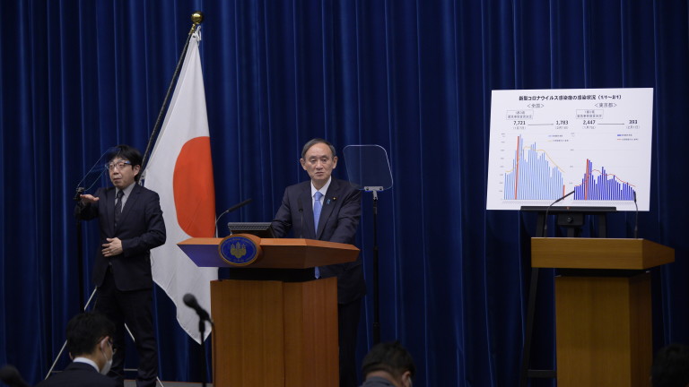 Японският премиер Йошихиде Суга обяви, че правителството е удължило извънредното