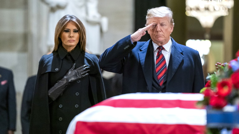 Без критики срещу Тръмп на погребението на Джордж Буш-старши 