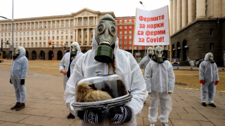 С бели костюми и противогазови маски екоактивисти излязоха на протест